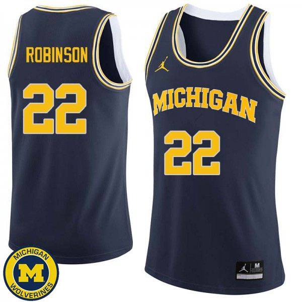 Men's Michigan Wolverines #22 Duncan Robinson Navy University Basketball Jersey